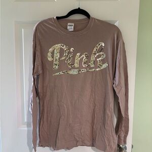 Pink Long Sleeve Shirt with Sequin Logo